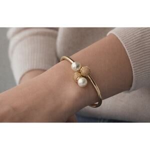Pomina Gold Pearl Bangle Bracelet New